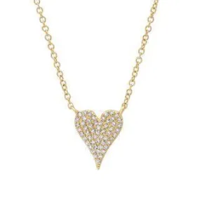 0.11ct 14k Yellow Gold Diamond Pave Heart Necklace