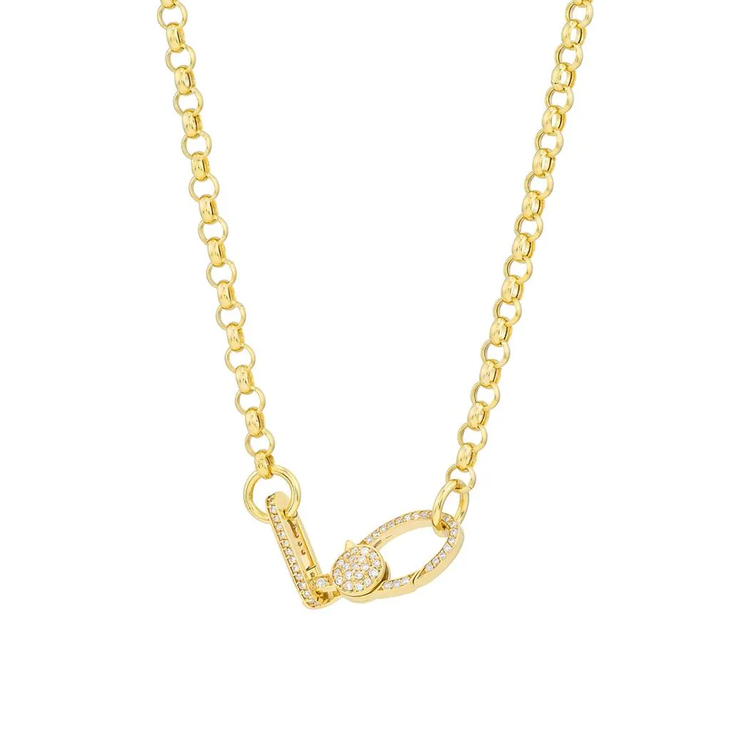 0.12ctw Diamond Paper Clip Push Lock Pendant - Yellow Gold