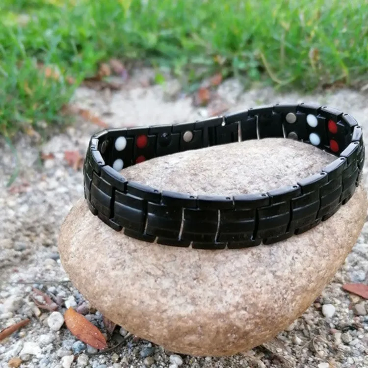 0.78inch Wide Black Germanium Magnetic Bracelet with Adjusting Tool