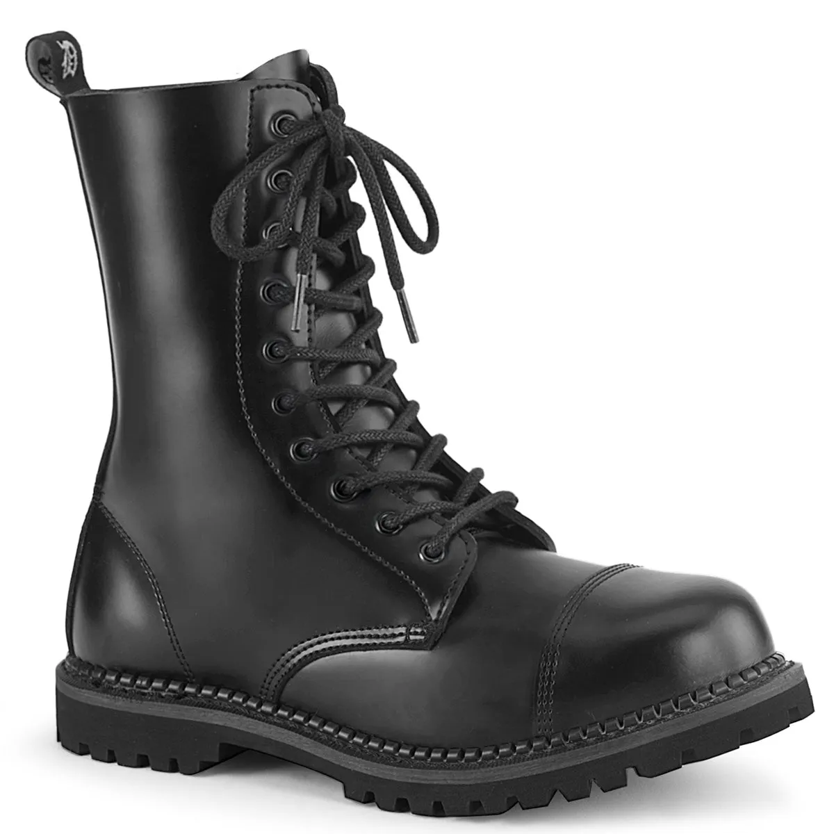 10 Eyelet RIOT-10 Black Leather