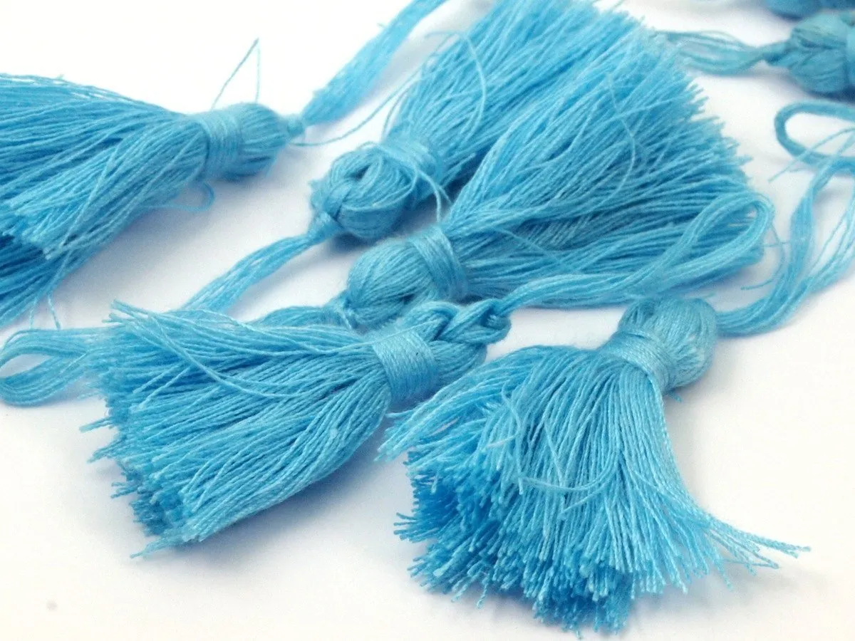 100 Pcs 35mm Cotton Blue Tassels