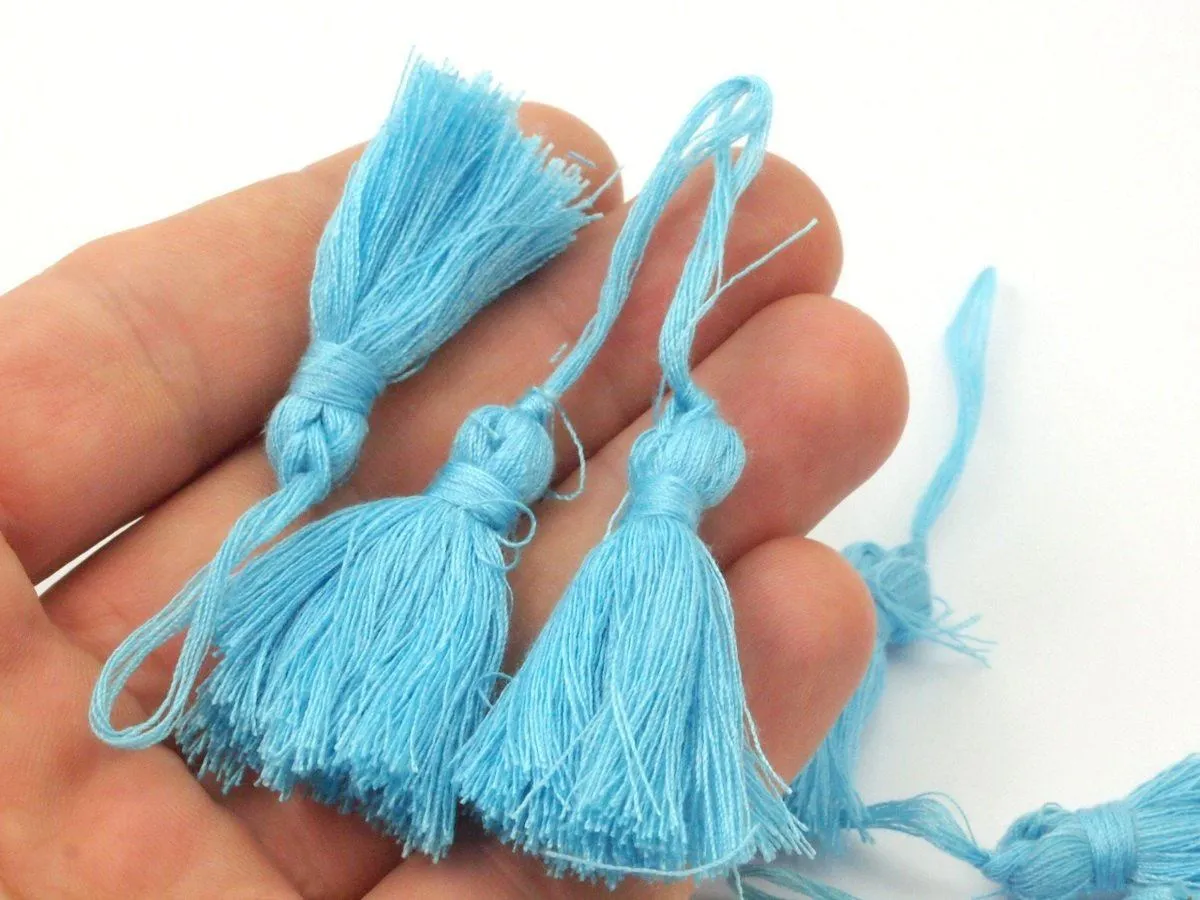 100 Pcs 35mm Cotton Blue Tassels