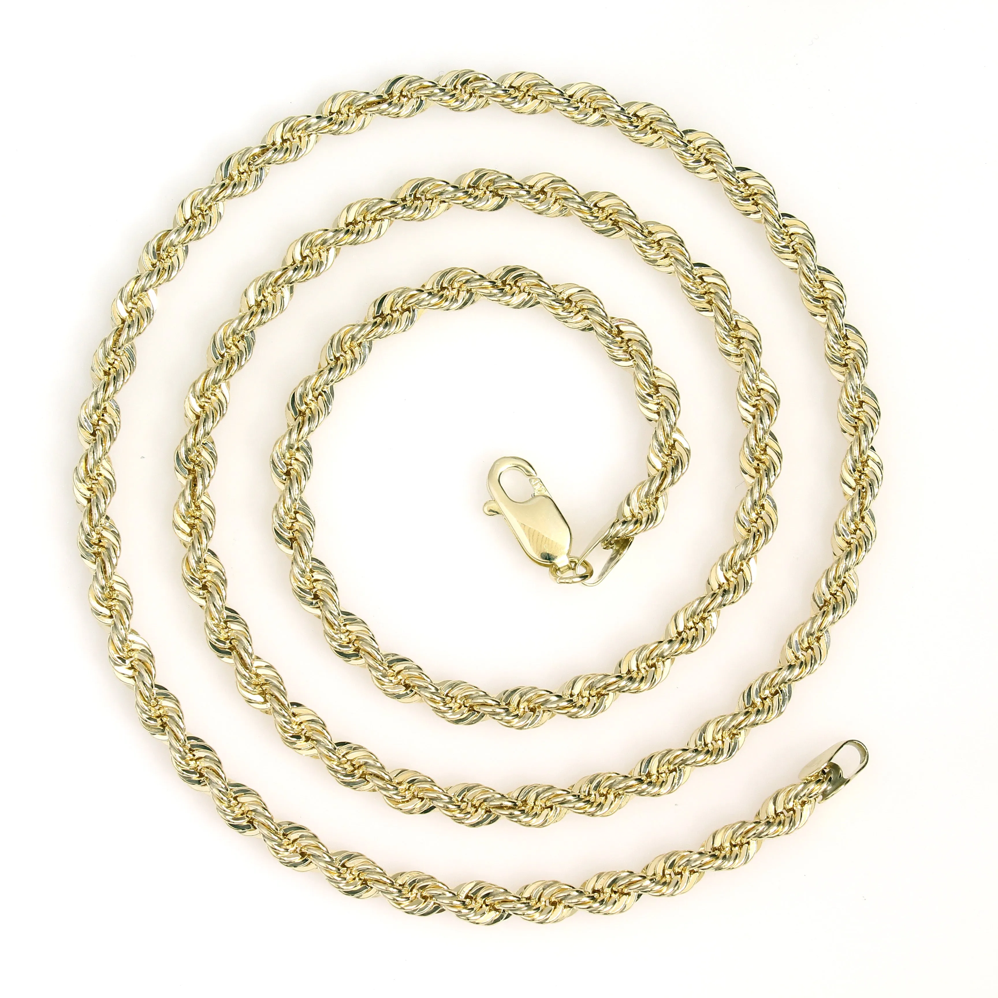 10k 5mm Yellow Gold Light Weight Diamond Cut Rope Chains