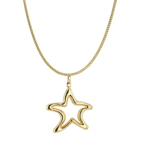 10k yellow gold Star necklace-50026