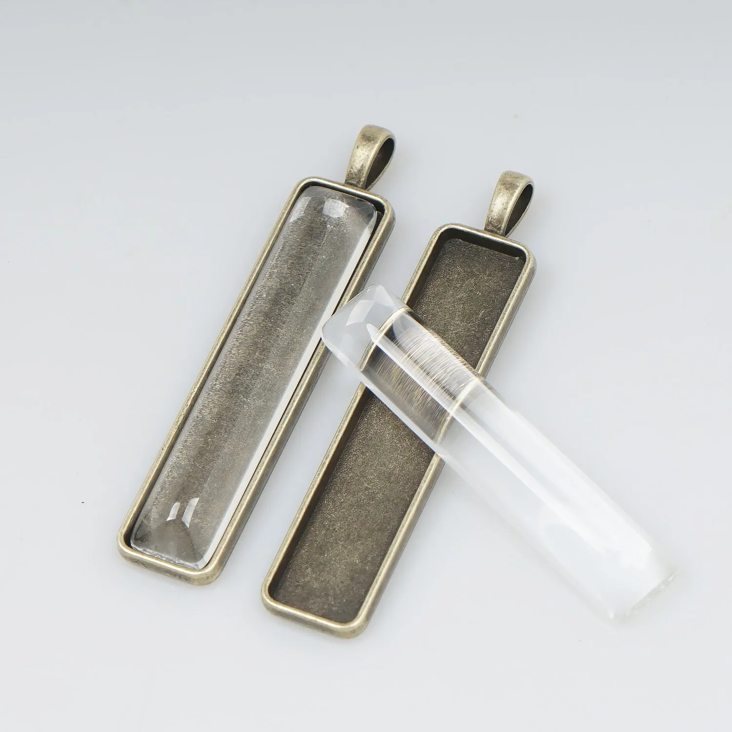 10PCS Zinc Alloy Pendant Setting, 10*50mm Rectangle Cameo Base Pendant 103919