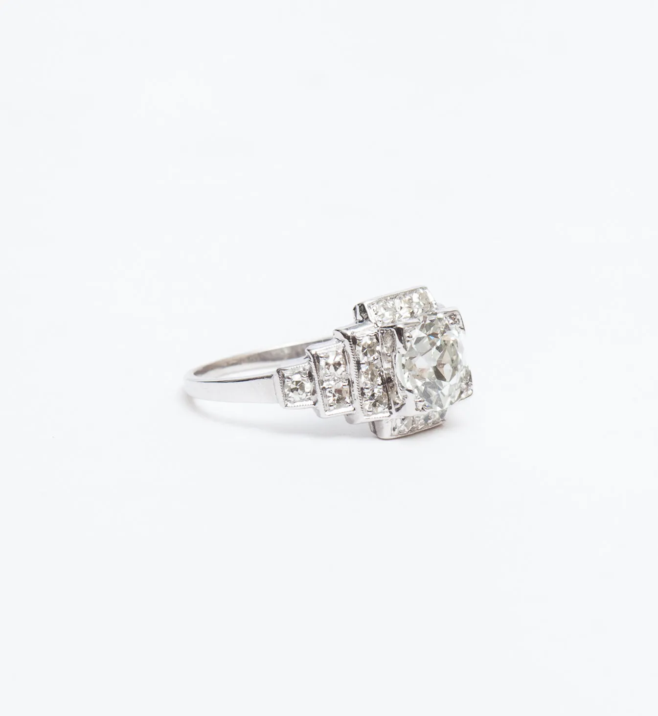 1.23 ct Old European Diamond Step Down Ring