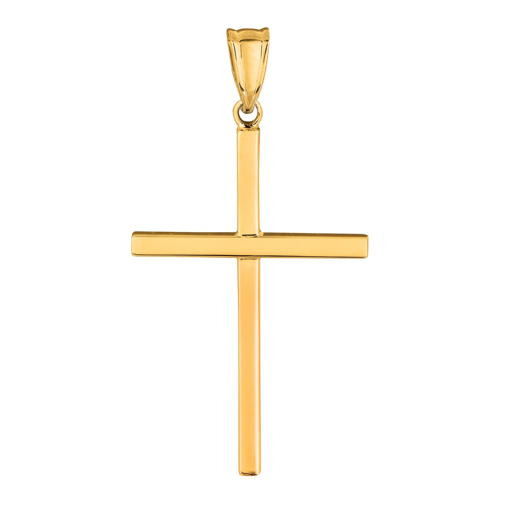 14k Yellow Gold Shiny Square Tube Style Cross Pendant