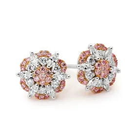 18ct White & Rose Gold on Pink Diamond Earrings