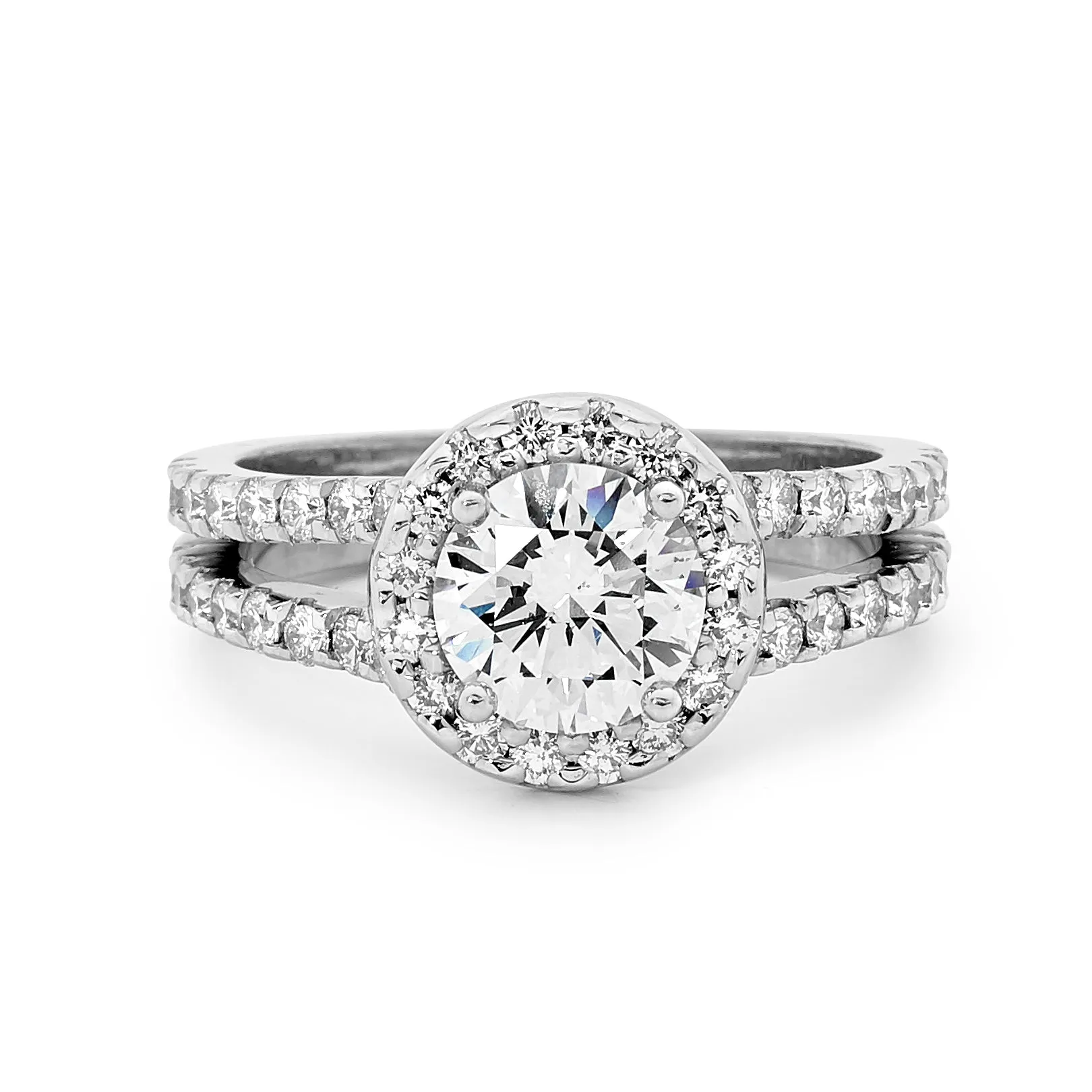 18ct White Gold Round Centre Diamond Ring