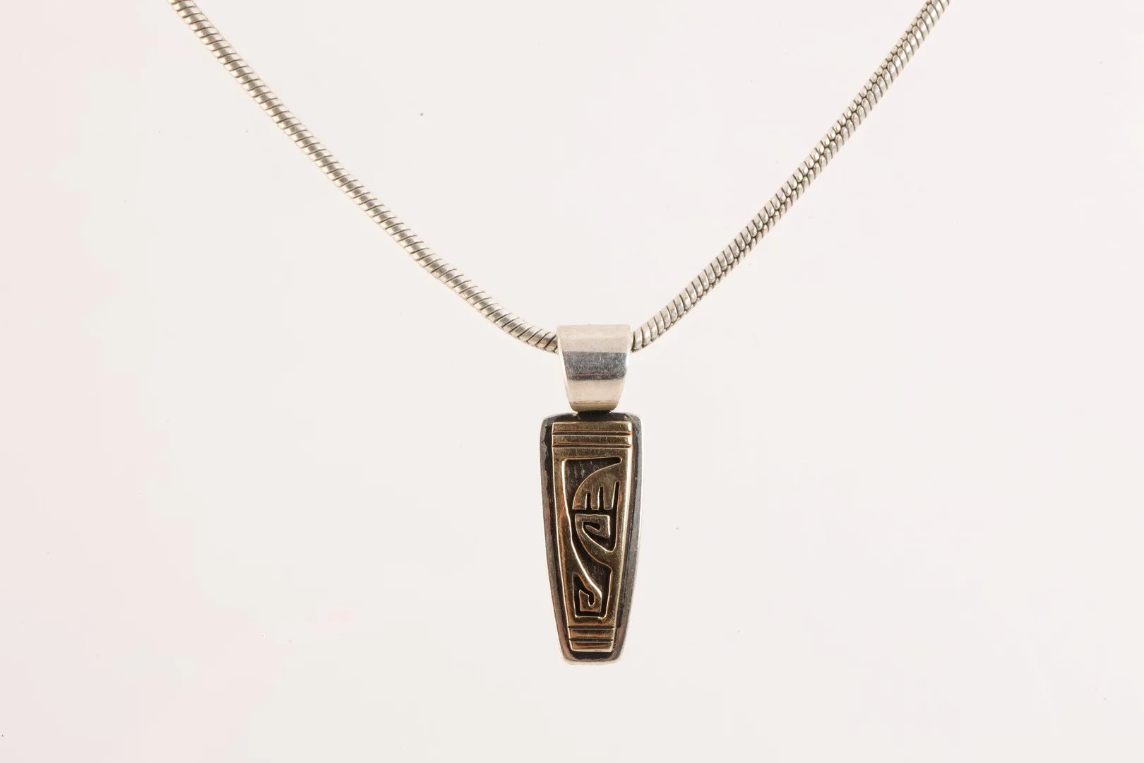 18" 925 Silver 14k Yellow Gold Native American Necklace (13.85g.)