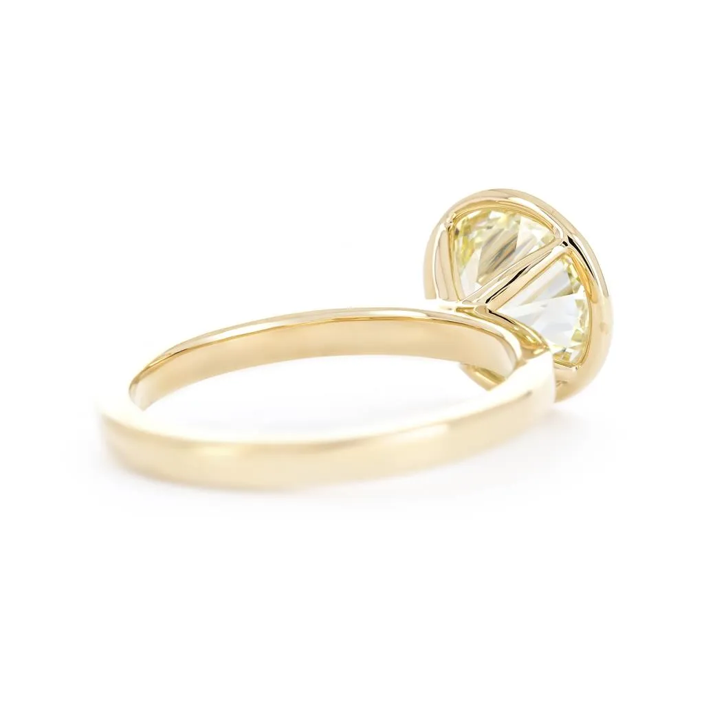 2.62ct Old European Diamond Engagement Ring, Modern Petite Bezel, 2mm Band - 14k Yellow Gold