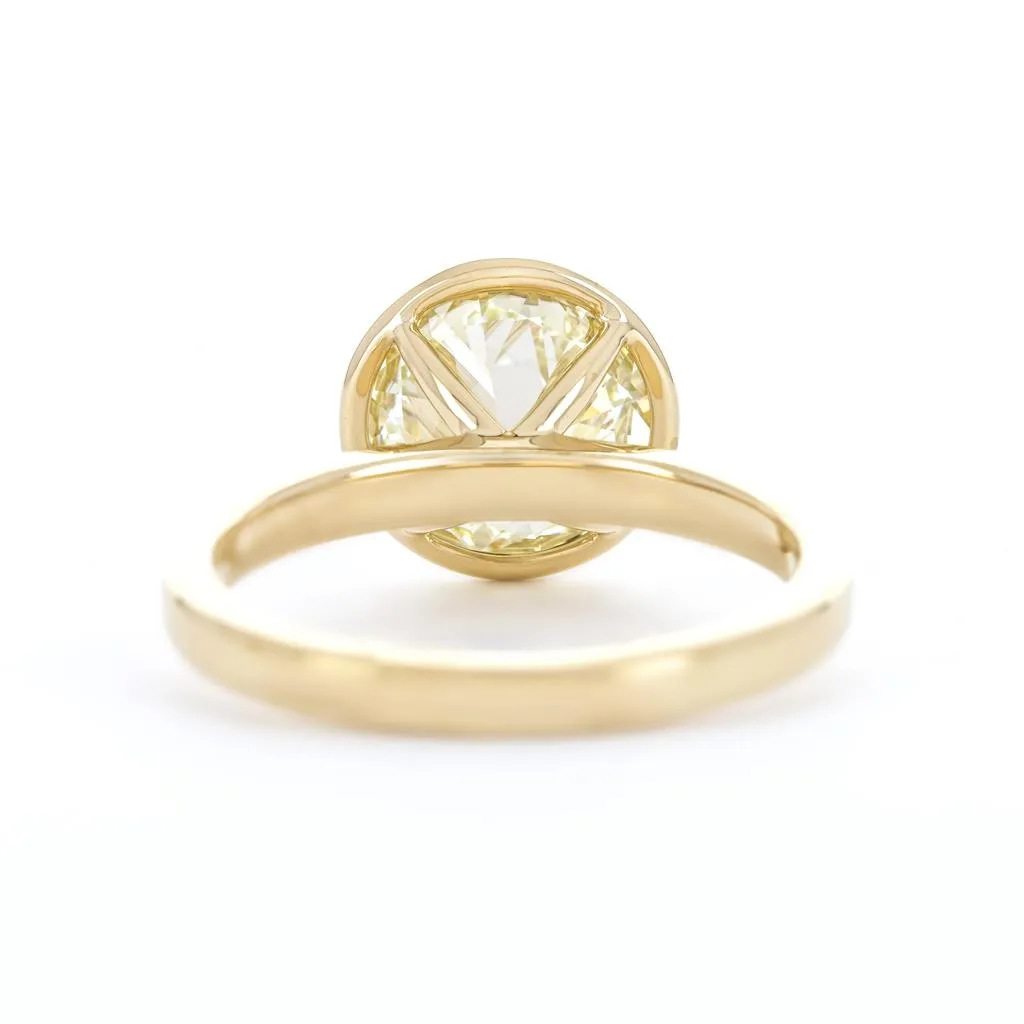 2.62ct Old European Diamond Engagement Ring, Modern Petite Bezel, 2mm Band - 14k Yellow Gold