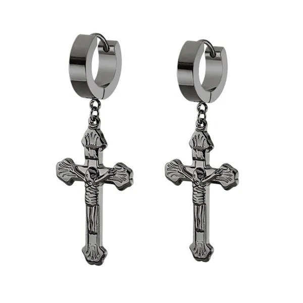 3 Colors Crucifix Hoop Earrings 319L Stainless Steel