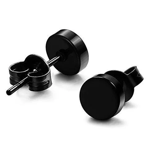 3 Pairs Stainless Steel Black Stud Earrings for Men Women CZ Earrings, 3mm-8mm Available