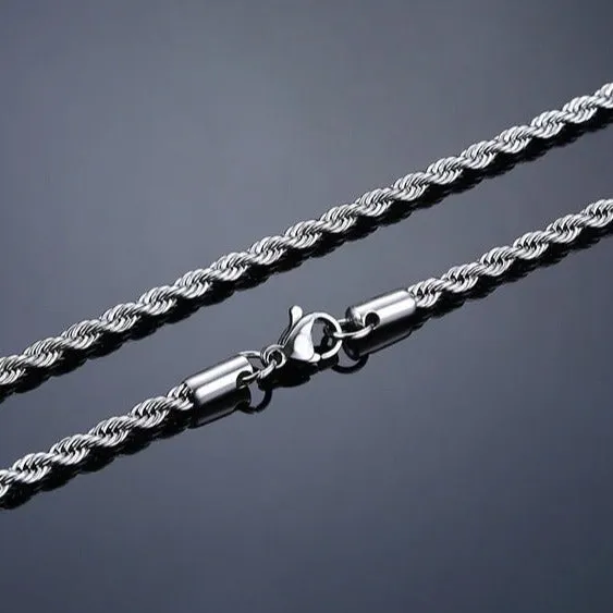 4MM Stainless Steel Twist Rope Chain Necklace for Men Women