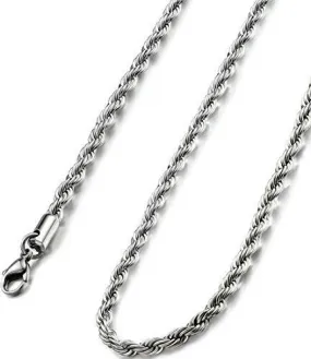 4MM Stainless Steel Twist Rope Chain Necklace for Men Women