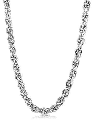 4MM Stainless Steel Twist Rope Chain Necklace for Men Women