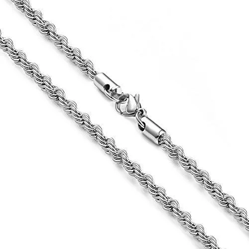 4MM Stainless Steel Twist Rope Chain Necklace for Men Women