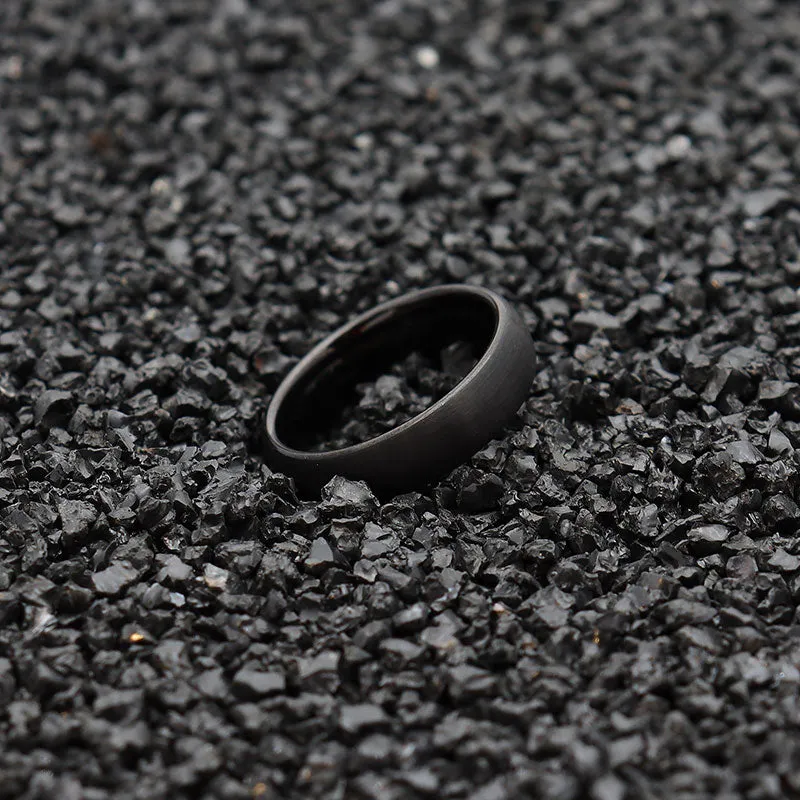 6mm Matte Black Dome Shaped Tungsten Ring