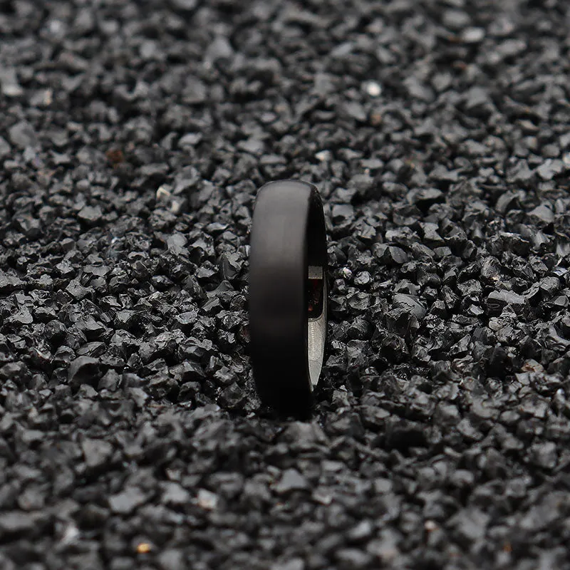 6mm Matte Black Dome Shaped Tungsten Ring