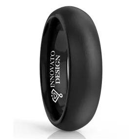 6mm Matte Black Dome Shaped Tungsten Ring