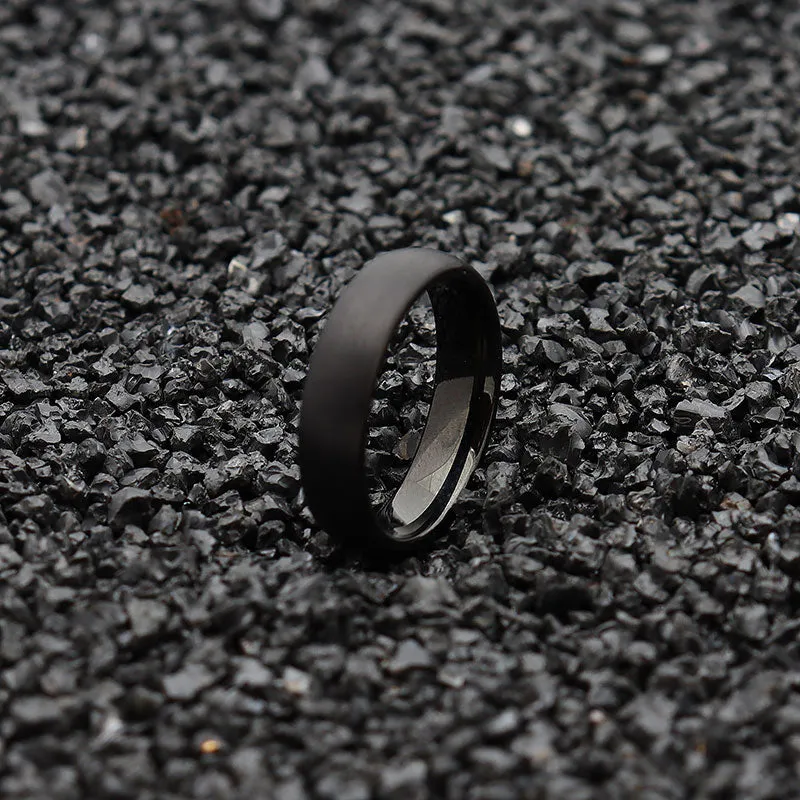 6mm Matte Black Dome Shaped Tungsten Ring