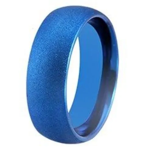 8mm Classic Blue Sandblasted Tungsten Carbide Wedding Band