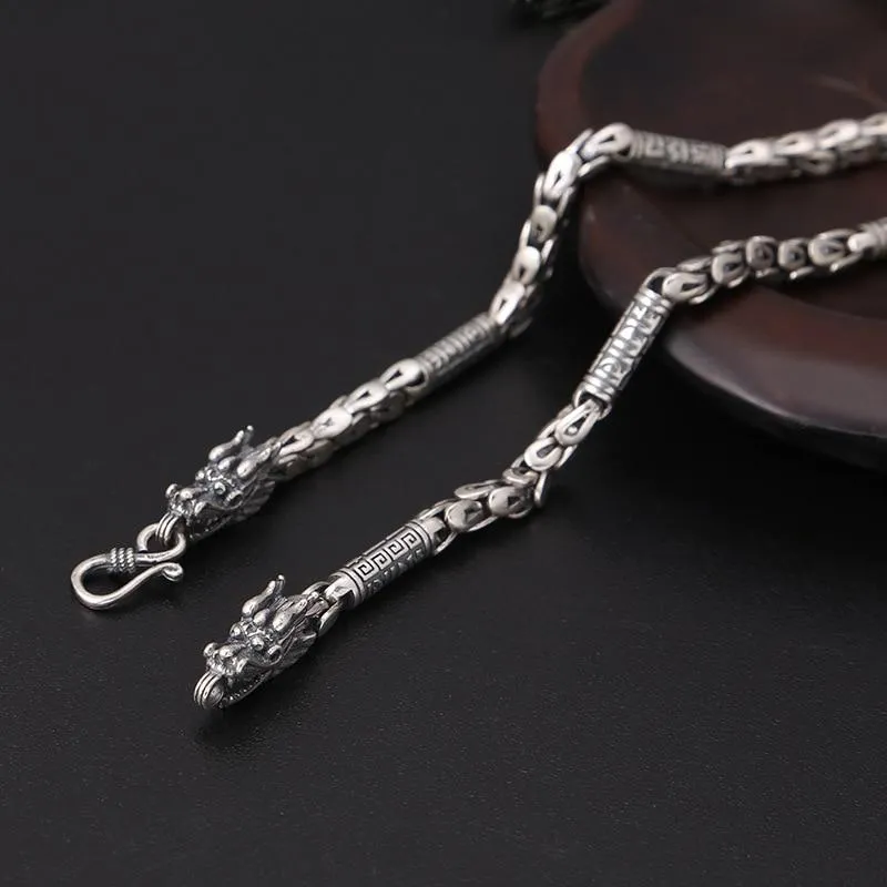 925 Sterling Silver Dragon Necklace for Men