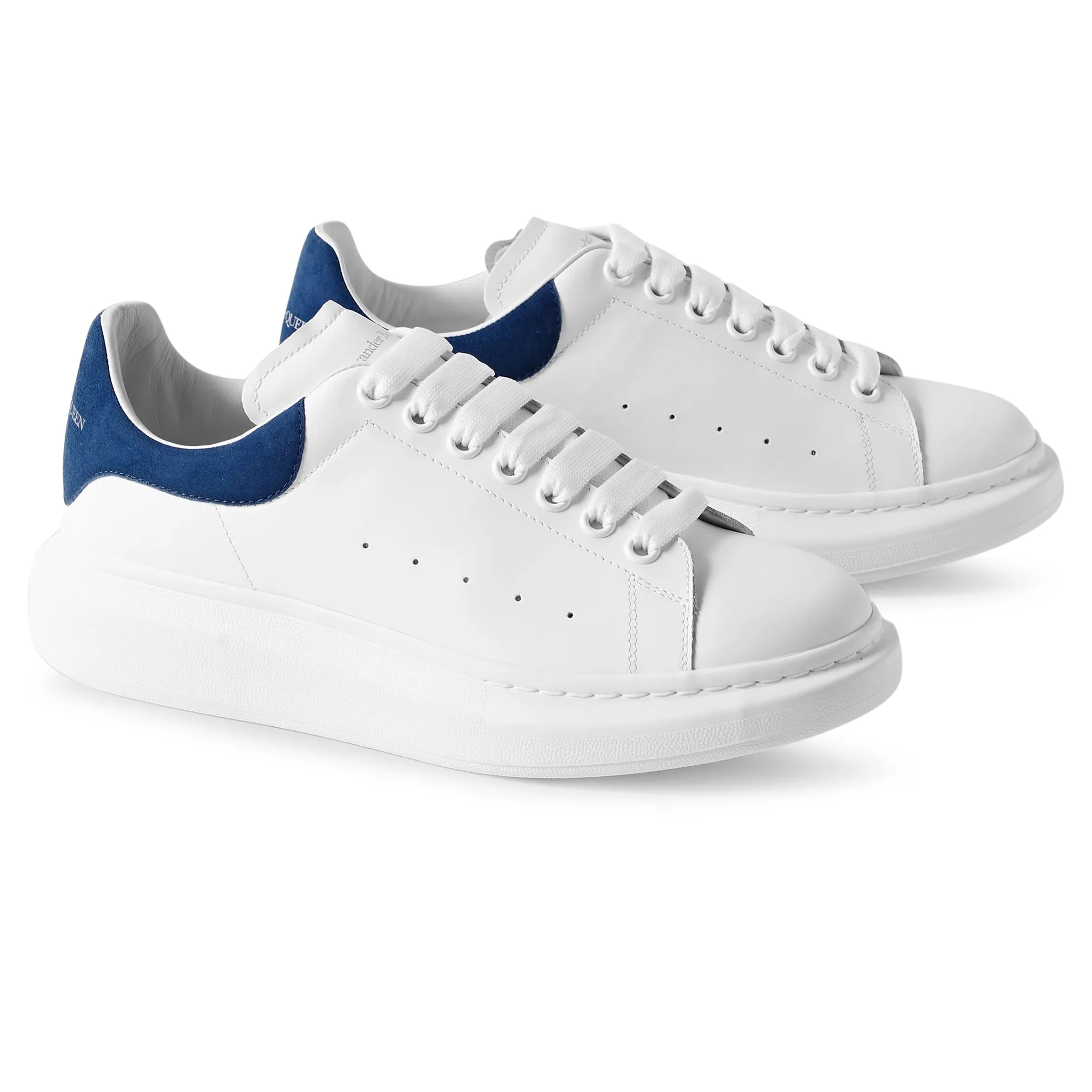 Alexander Mcqueen Raised Sole White Navy Suede Sneaker