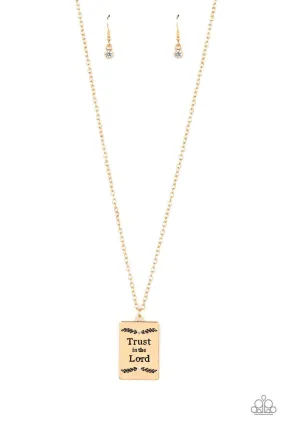 All About Trust Gold Inspirational Necklace - Paparazzi Accessories