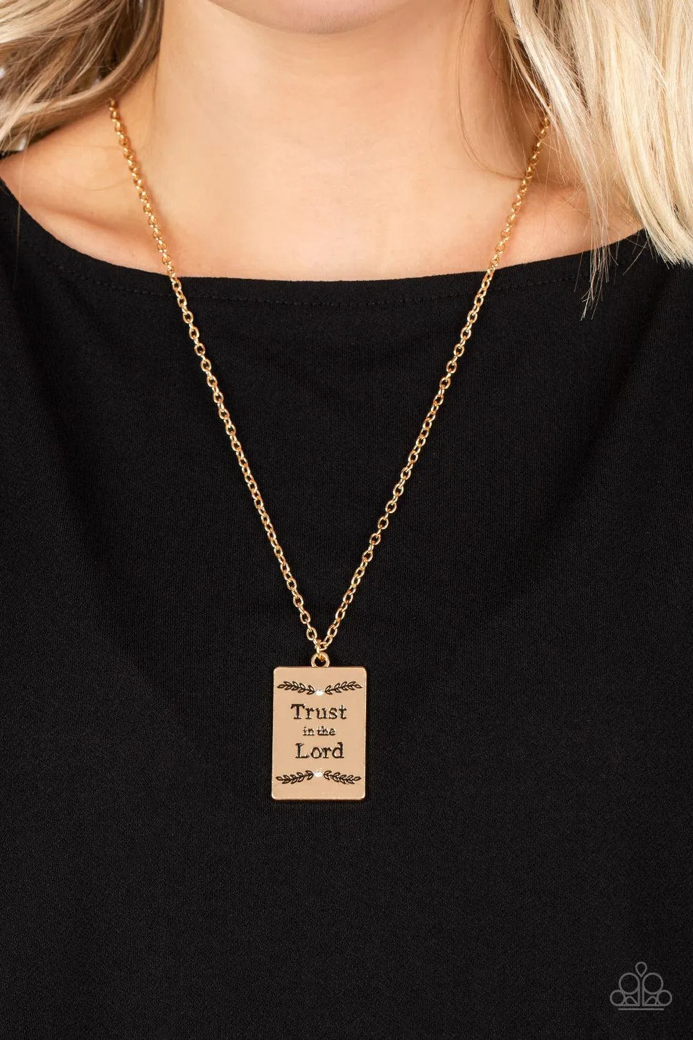 All About Trust Gold Inspirational Necklace - Paparazzi Accessories