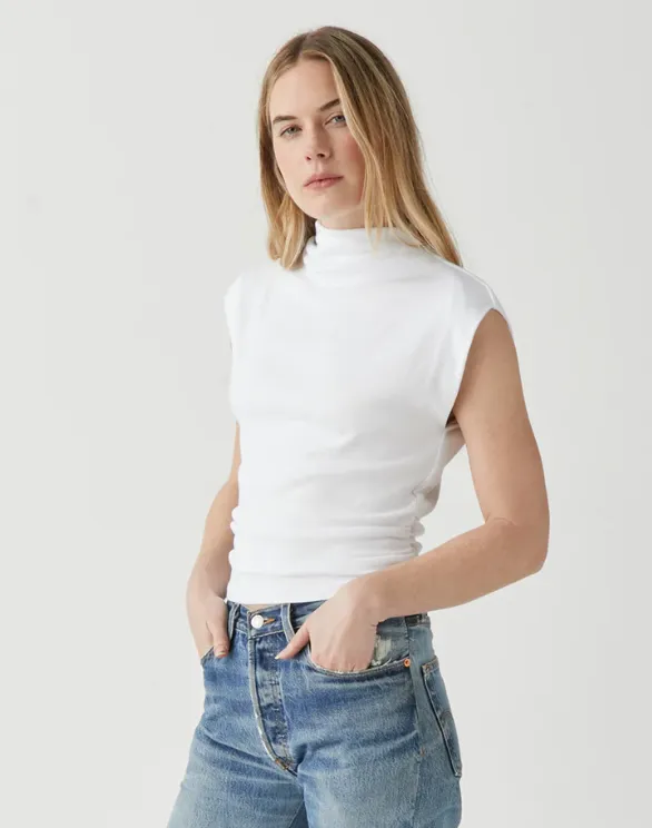 Amara Ribbed Power Shoulder Tee