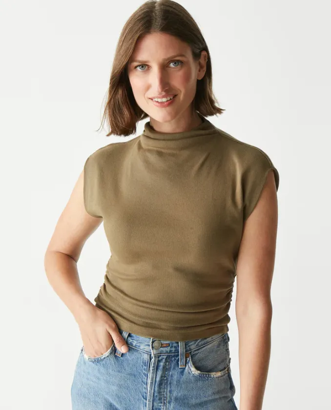 Amara Ribbed Power Shoulder Tee