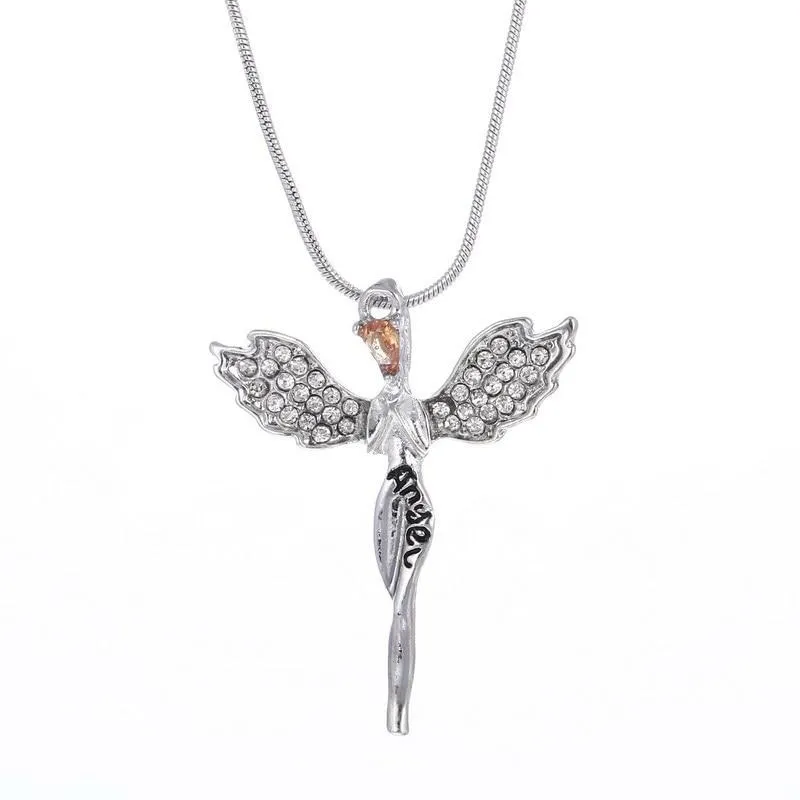 Angel Wings Pendant Necklace with Lettering Pendant