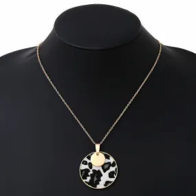 Animal Print Disc Pendant Necklace