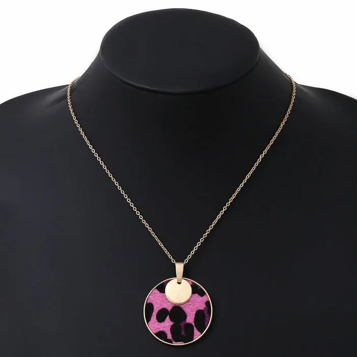 Animal Print Disc Pendant Necklace