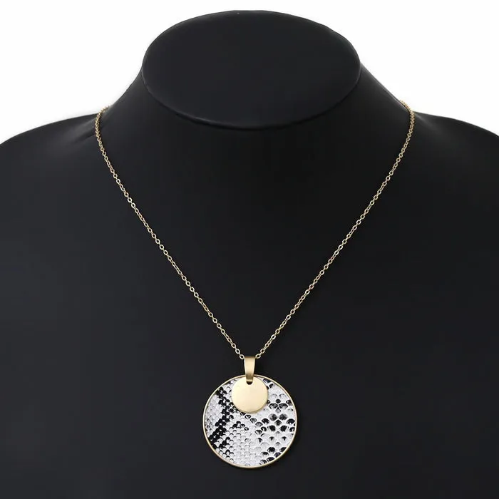 Animal Print Disc Pendant Necklace