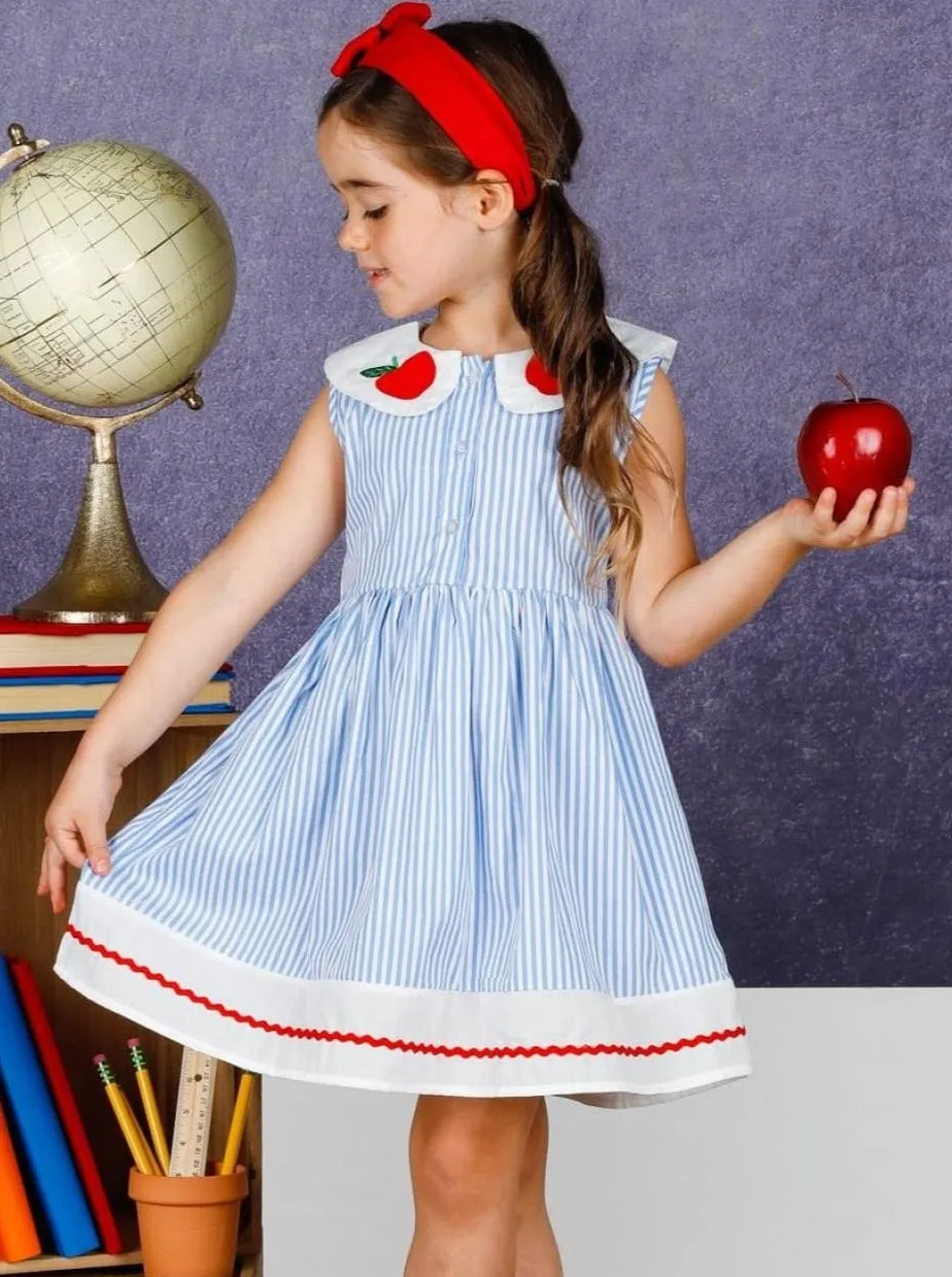 Apple Angel Collared Striped Dress