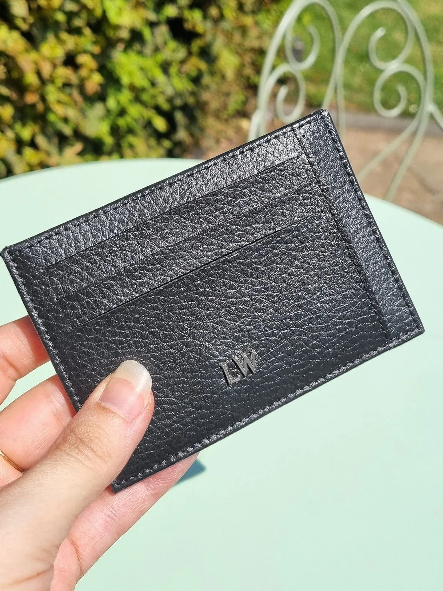 Ash MIRUM Leather Vegan Cardholder | Black & Silver