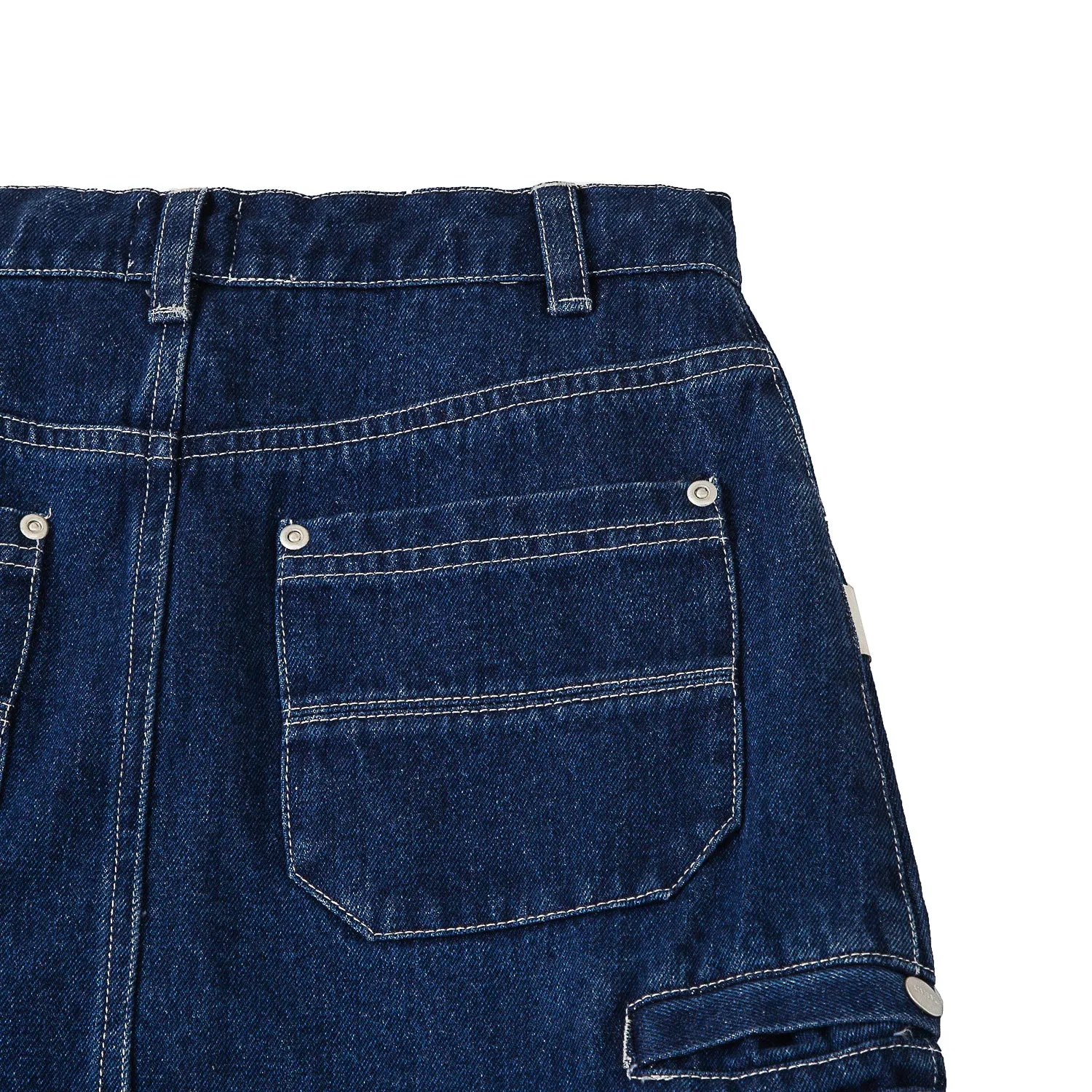 A[S]USL DENIM CARGO SKIRT-DARK BLUE