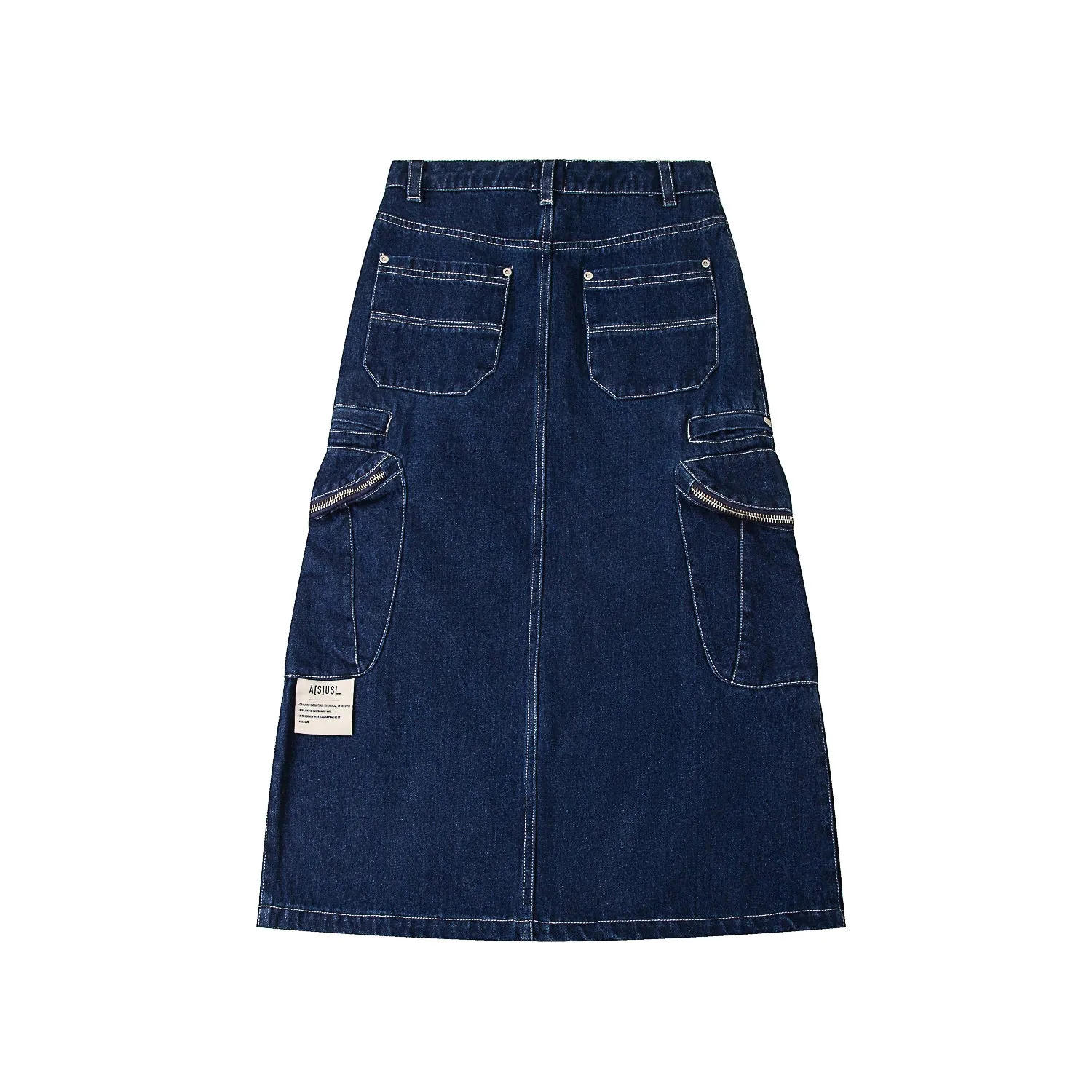 A[S]USL DENIM CARGO SKIRT-DARK BLUE