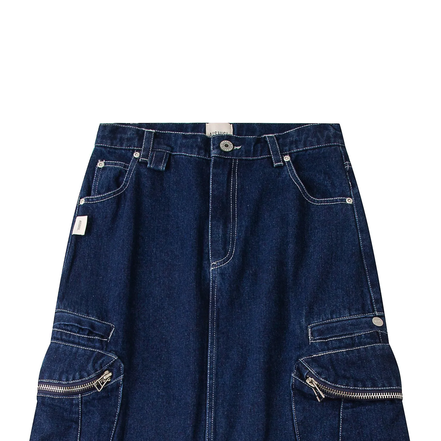 A[S]USL DENIM CARGO SKIRT-DARK BLUE