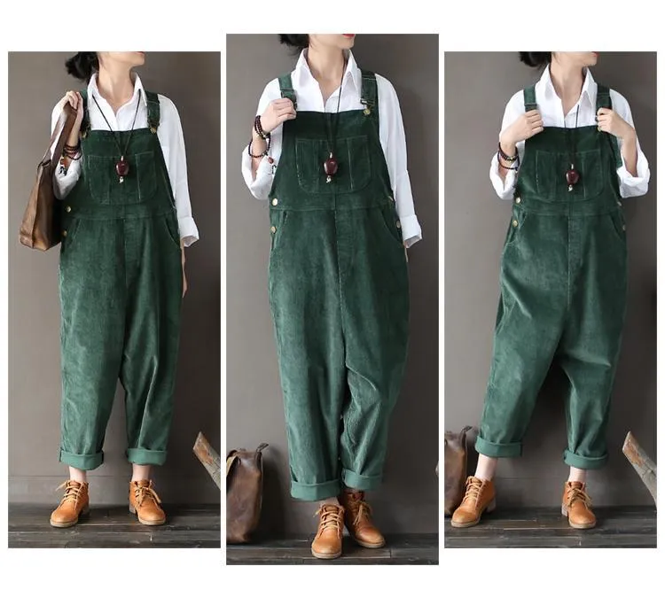 Babakud Corduroy Large Size Loose Retro jumpsuit