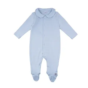 Baby Blue Cotton Footed Babygrow