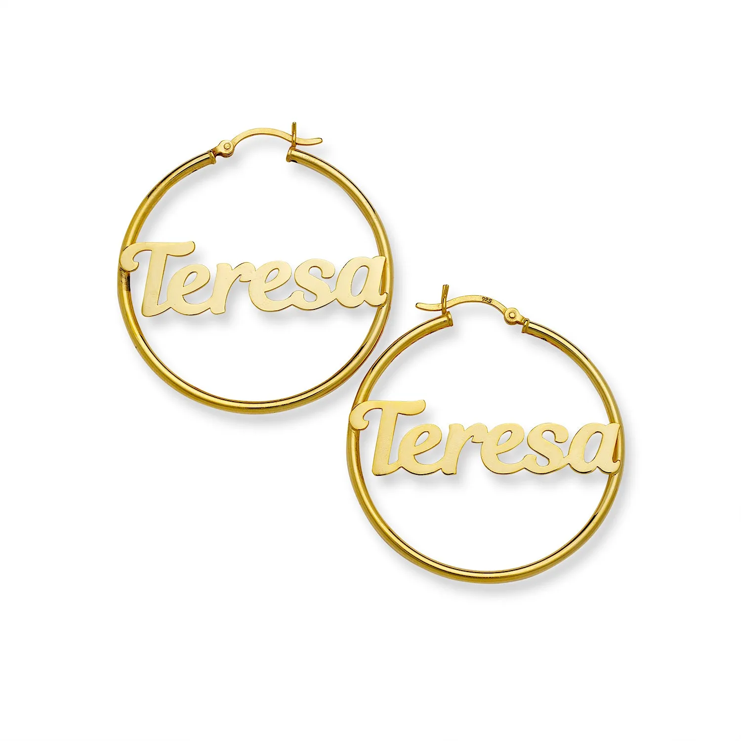 Better Jewelry Magnolia Script Name Hoop Gold 10K Earrings