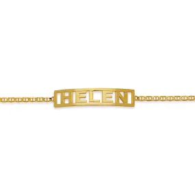 Better Jewelry Personalized Block 10K Gold Single Nameplate Bracelet