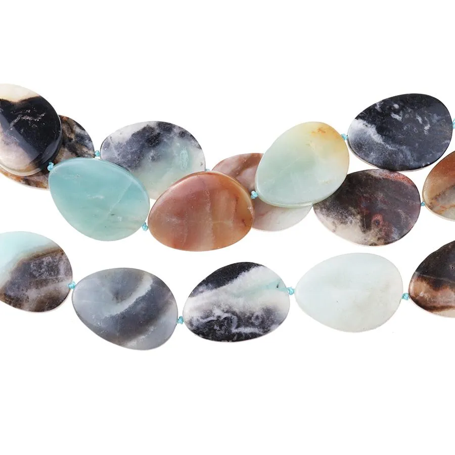 Black Gold Amazonite 25x35 Free Form Oval 8-Inch