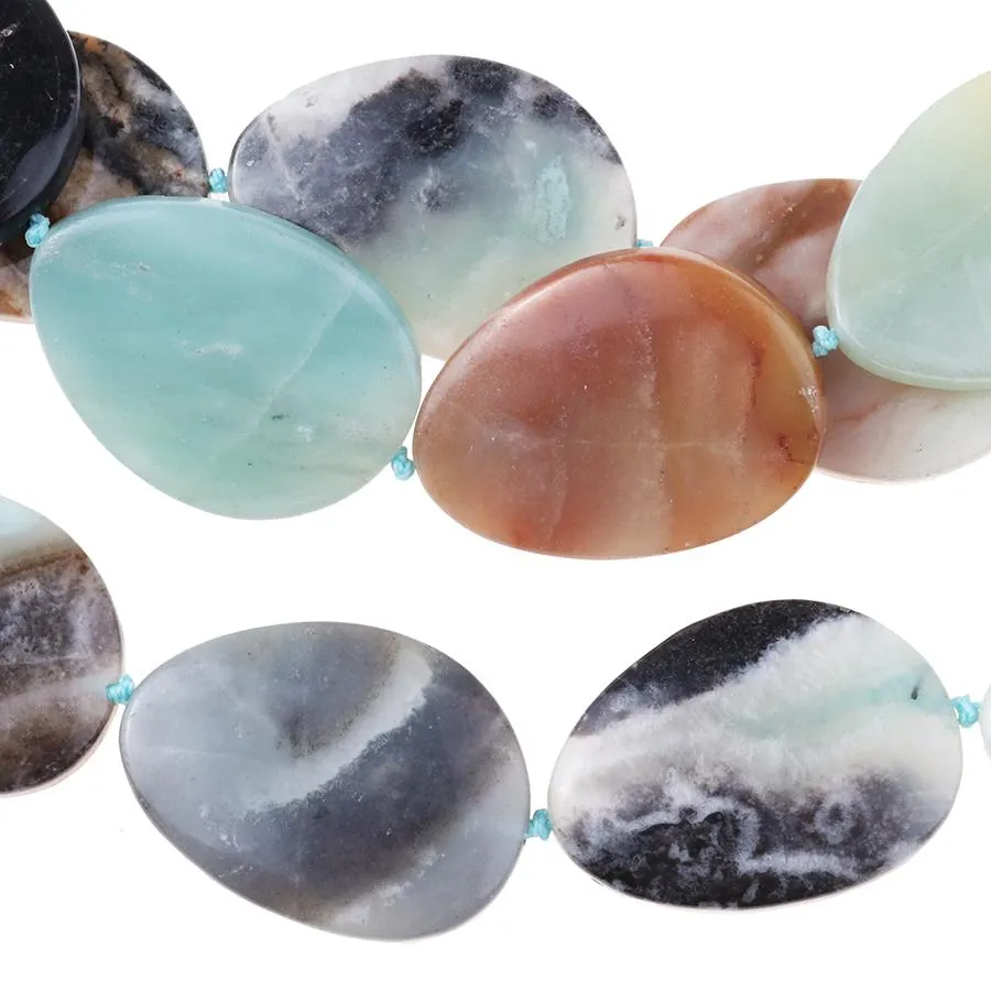 Black Gold Amazonite 25x35 Free Form Oval 8-Inch