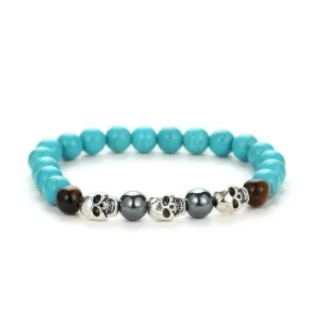 Black Natural Lava Stone Beads with Skull