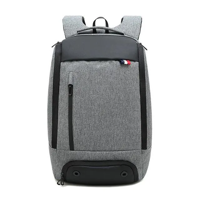 Black/Gray 16.5 Inch Laptop 20 to 35 Litre Travel Backpack with Shoe Compartment